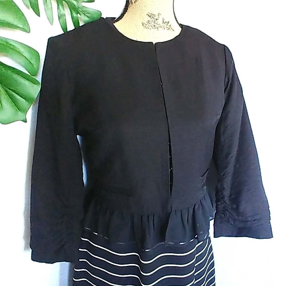 Elle Black Ruffle Hem Blazer Jacket